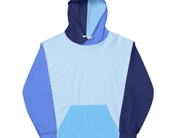 Blue Color Block Unisex Hoodie