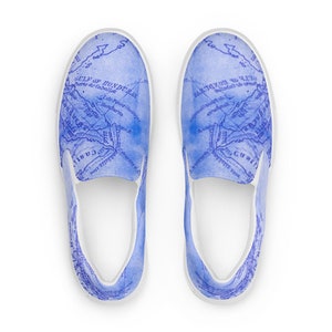 Ocean Map Zapatos de lona slip-on para hombre, mocasines para hombre, zapatos sin corbata, zapatos de mapa, zapatos para el océano, zapatillas para hombres, zapatos para hombres, zapatos para botes,