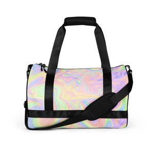 Unicorn Swirl gym bag, small duffle bag, pastel tie dye, tie dye, carry on bag, school bag, suitcase, womens bag, mens bag, purse,laptop bag