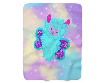 Yeti Moth Sherpa Fleece Blanket