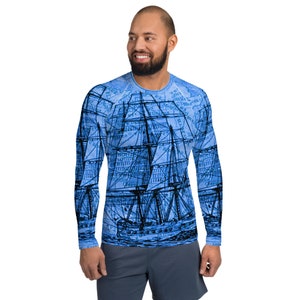 Piratenschiff Herren Rash Guard, Herren Sport Shirt, Tauchershirt, Männer Langarm, Sonnenschützer, Strandbekleidung, Herren Bike Shirt, Tauchshirt