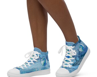 Ocean Women's High Top Canvas Shoes, Women Shoes, High Tops