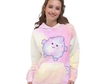 Cotton Candy Puff Unisex Hoodie, pink cotton Candy soft sweatshirt, pastel hoodie