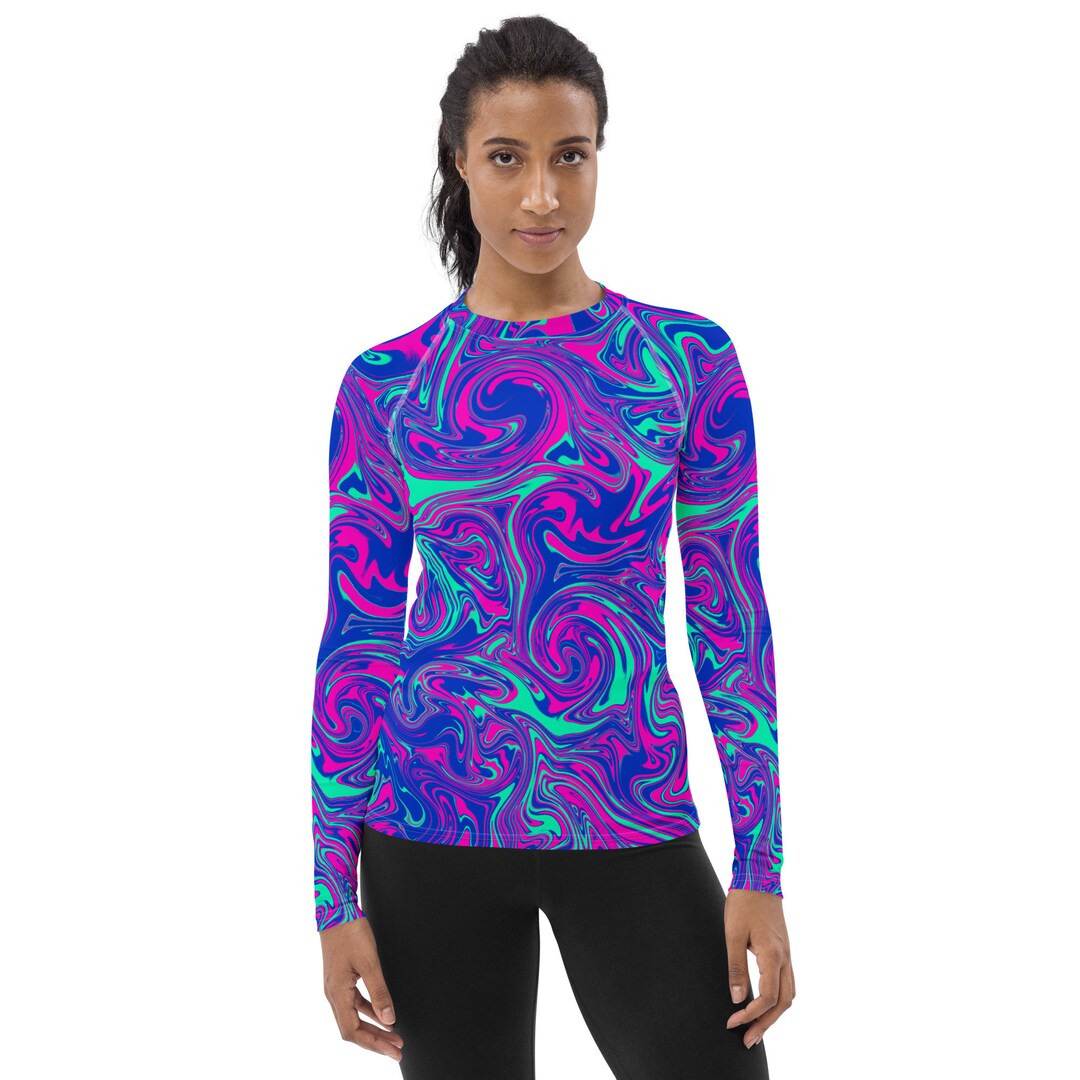 Purple Swirl Women's Rash Guard - Etsy