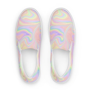 Unicorn Swirl Women’s slip-on canvas shoes, womens loafers, womens sneakers, mens sneakers, unicorn, tie dye shoes, slip on swirls, pastel