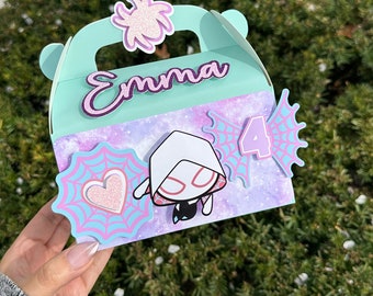 Spider Gwen Favor Boxes: Kids Birthday Goodie Boxes