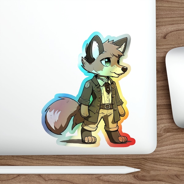 Furry Fandom Holographic Sticker,  Fursona bumper stickers, Fox Furry vinyl car decal