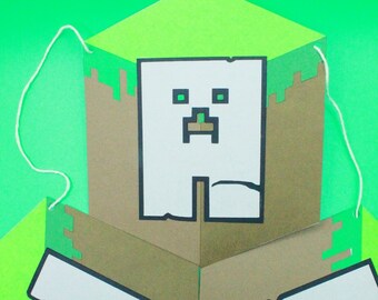 Minecraft Themed Birthday Banner, Personalized Gamer Party Decor