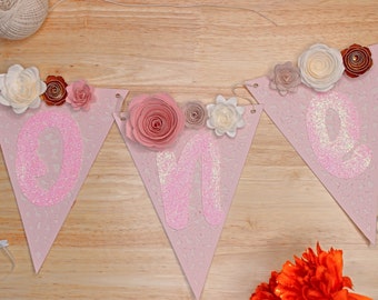 3D Roses Birthday Banner, Personalized Name, Paper Flower Decor