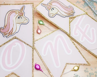 Unicorn Birthday Banner, Unicorn Party Decor, Custom Named Banner, First Birthday Decor, Happy Unicorn Banner, Unicorn Theme, Gold Unicorn