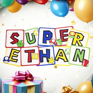 Super Mario Party, Mario Bros Birthday, Super Mario Themed Decor, Mario Inspired, Super Mario World Happy Birthday, Personalized Banner