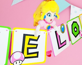 Princess Peach Birthday Banner, Mario Party, Personalized Royal Celebration