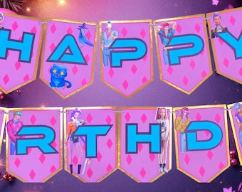 Kpop Demon Hunters Birthday Banner, Custom Name, Themed Party