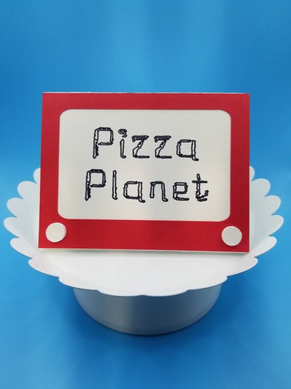 Handmade Toy Story Food Labels, Etch-A-Sketch Party Decoration