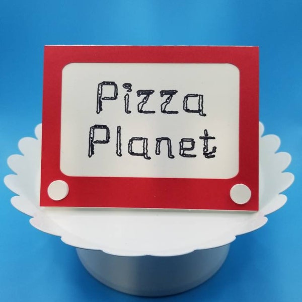 Handmade Toy Story Food Labels, Etch-A-Sketch Party Decoration