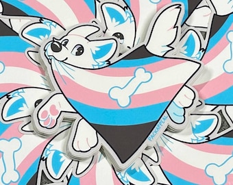 Trans Pup Play Pride Flag Vinyl Sticker