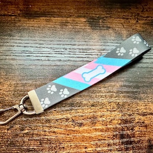 Trans Welpen spielen Pride Mini Lanyard/Wristlet Schlüsselanhänger Keyfob