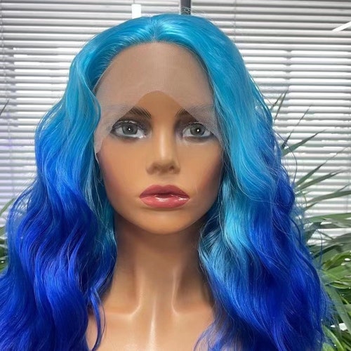 New Style Two Ombre Blue /dark Blue Color Synthetic Lace Front - Etsy New Style Two Ombre Blue /dark Blue Color Synthetic Lace Front - Etsy