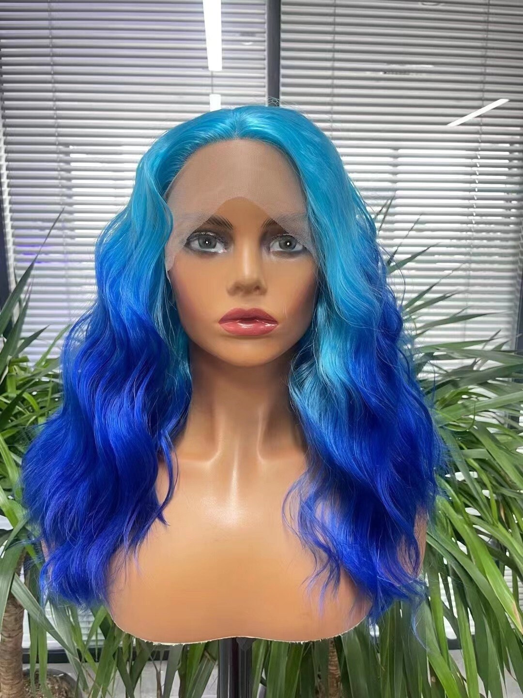 New Style Two Ombre Blue /dark Blue Color Synthetic Lace Front - Etsy New  Zealand