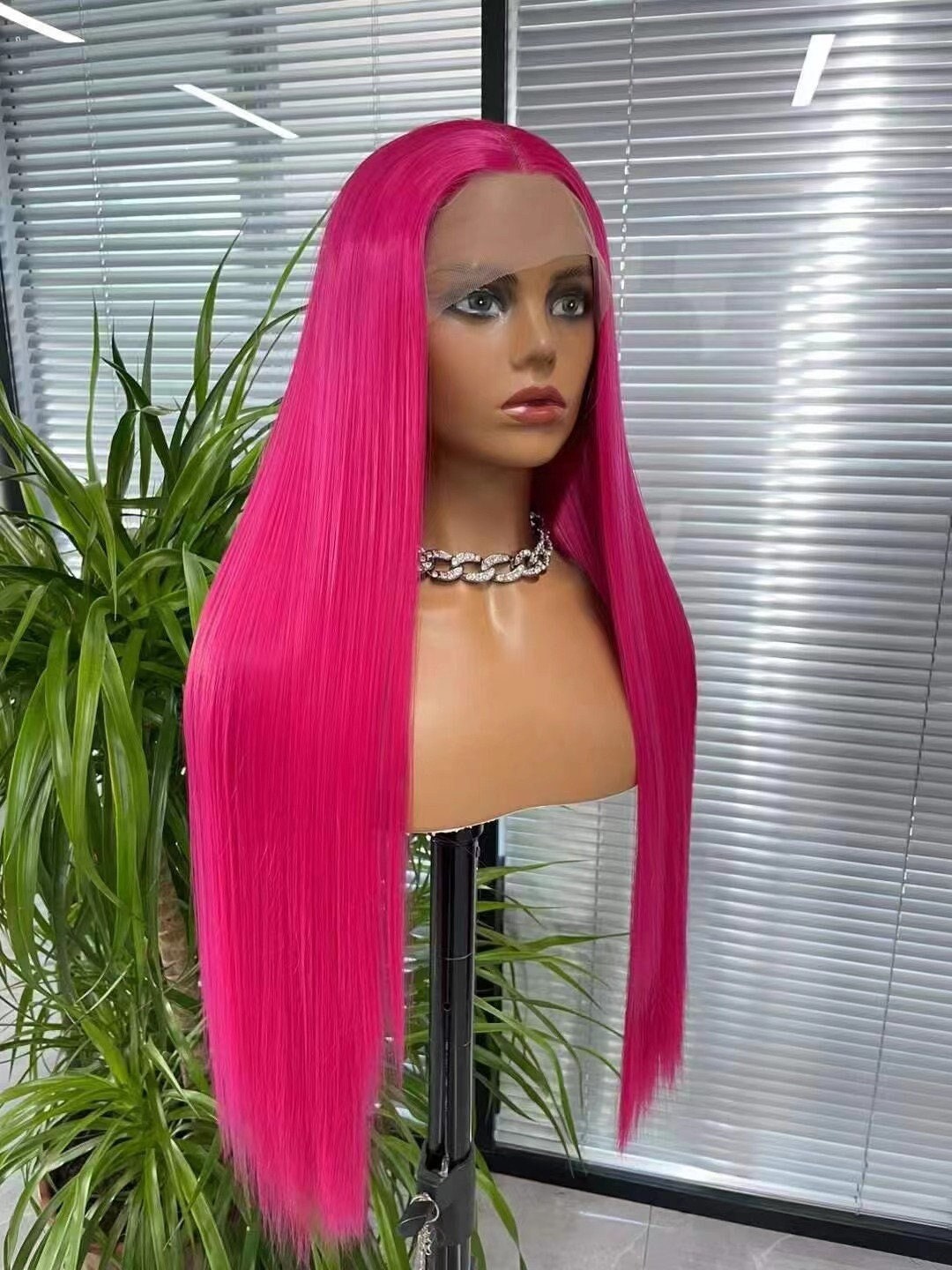 Deep Purple Color Synthetic Lace Front Wig Heat Resistant Long Etsy