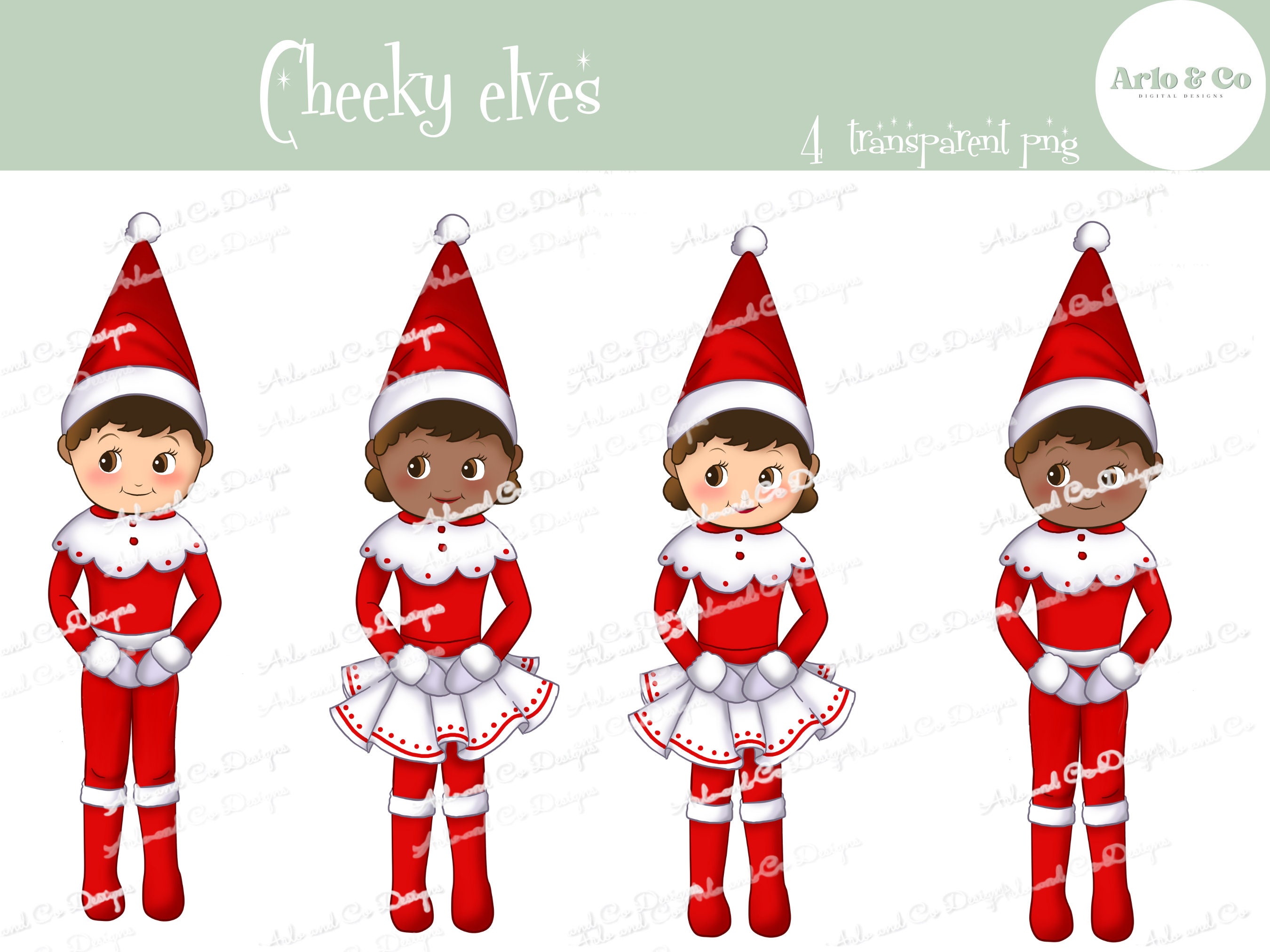 Descarado lindo elfo niña y niño, sublimación de Navidad PNG Diseño