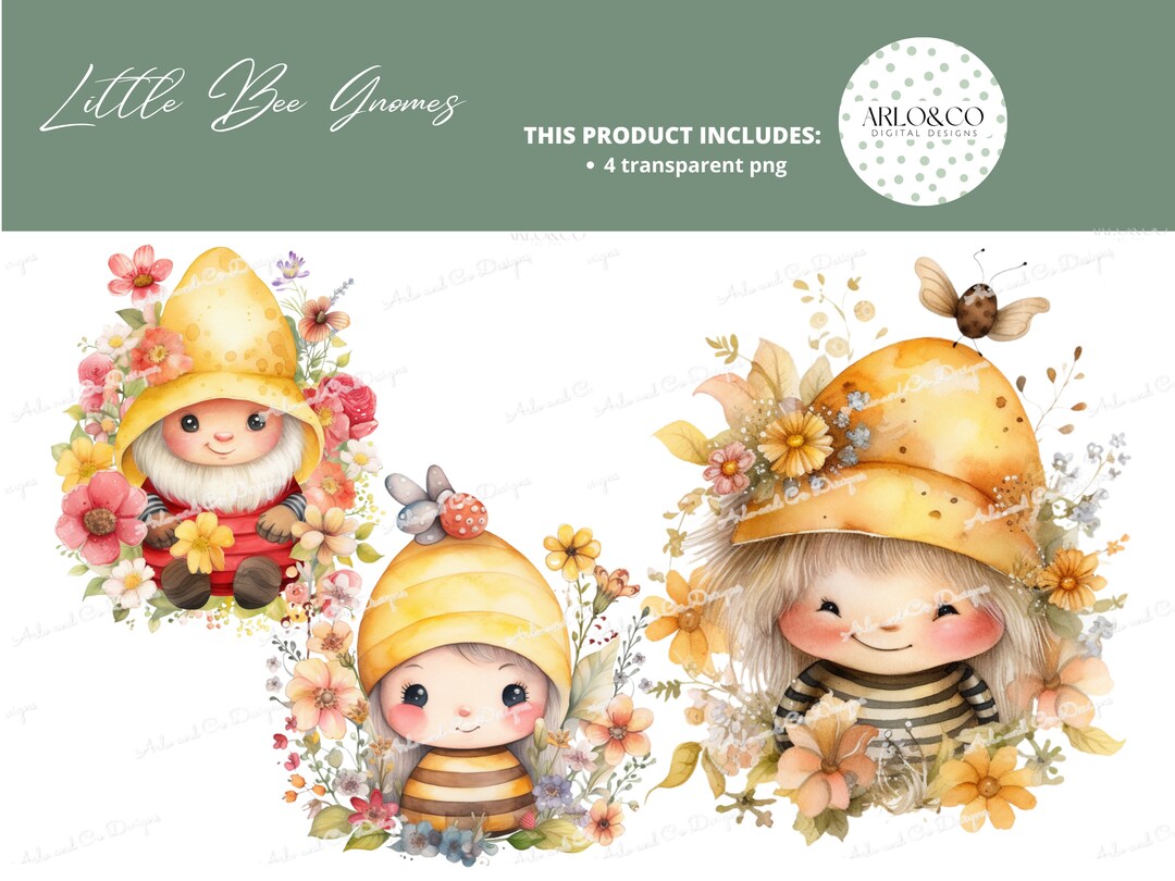 Cute Little Bee Gnomes Png Sublimation Design/bumblebee Clipart/honey ...