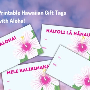 PRINTABLE | INSTANT DOWNLOAD | Multi-Occasion Gift Tags | 3.5x2 printable tag | Hibiscus | Aloha | Holiday | Birthday | Blank
