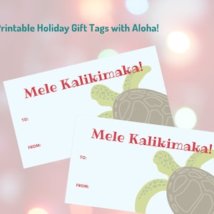 PRINTABLE | INSTANT DOWNLOAD | Christmas Gift Tag | Holiday Gift Tag | 3.5x2 printable tag | Honu Hawaiian Turtle | Mele Kalikimaka | Aloha