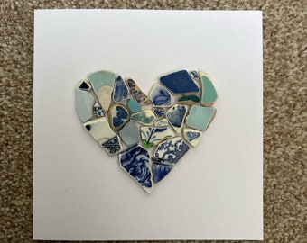 Sea pottery valentines / heart card (for charity)