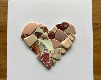 Sea pottery valentines / heart card (for charity)