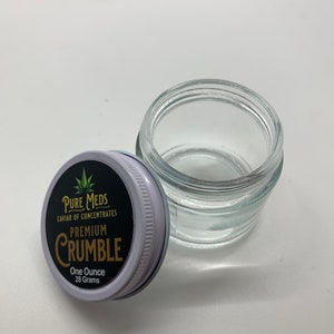 60ML 2 Oz Glass storage container w/ Custom identification 2 ounce Label for concentrates Rosin Crumble and more 12 pieces