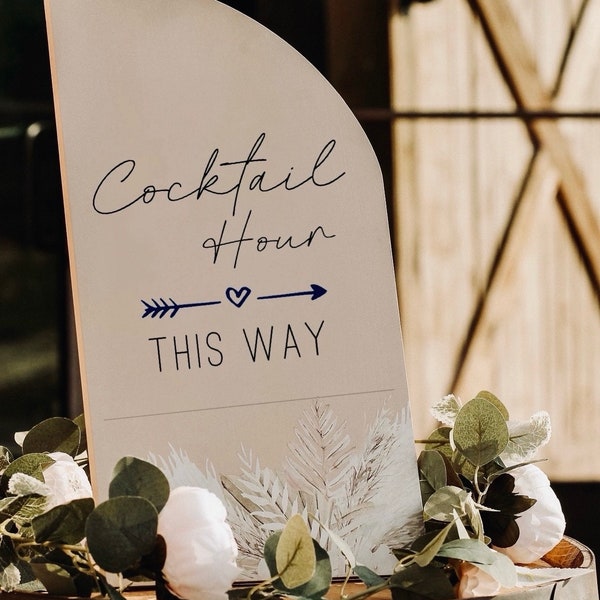 Cocktail Hour This Way Wedding Sign Digital File SVG PNG