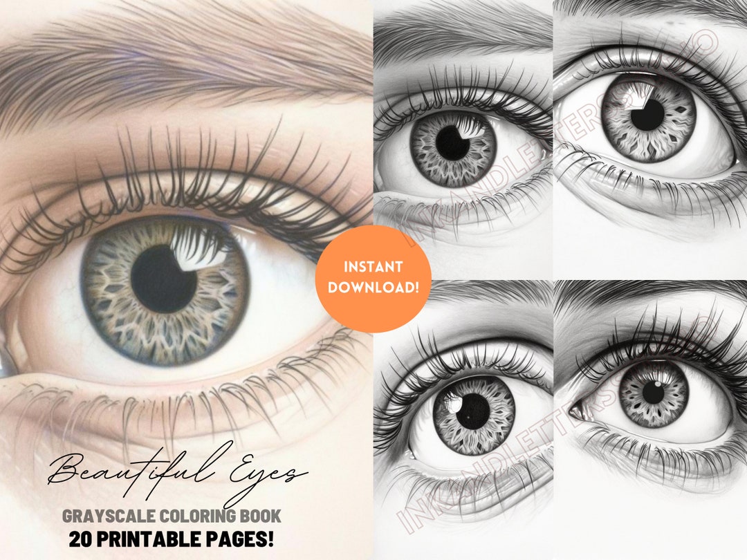 Beautiful Eyes Pupils Coloring Page Grayscale Adult Printable - Etsy