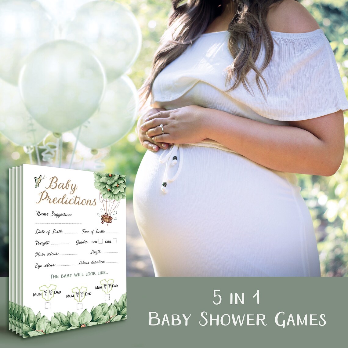 Baby Shower Games 5 Fun Games Baby Prediction Cards Advice Etsy