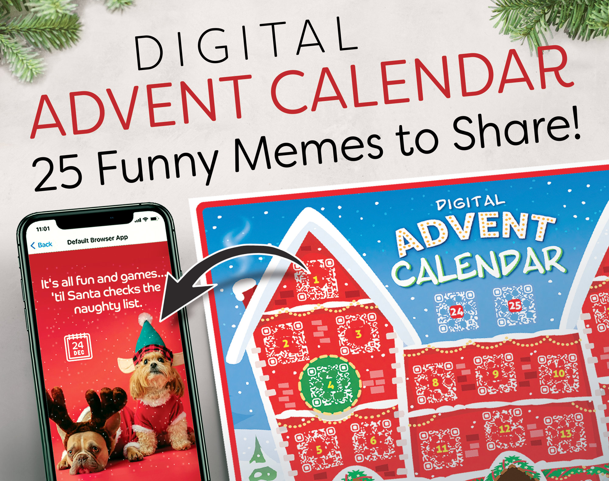 Funny Advent Calendar Printable Christmas Countdown With QR Links to Funny Advent Calendar Printable Christmas Countdown With QR Links to