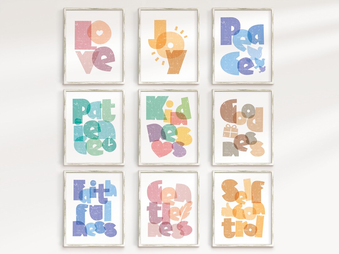 Fruit of the Spirit for Kids Set of 9 Wall Art, Nursery Bible Verse for ...