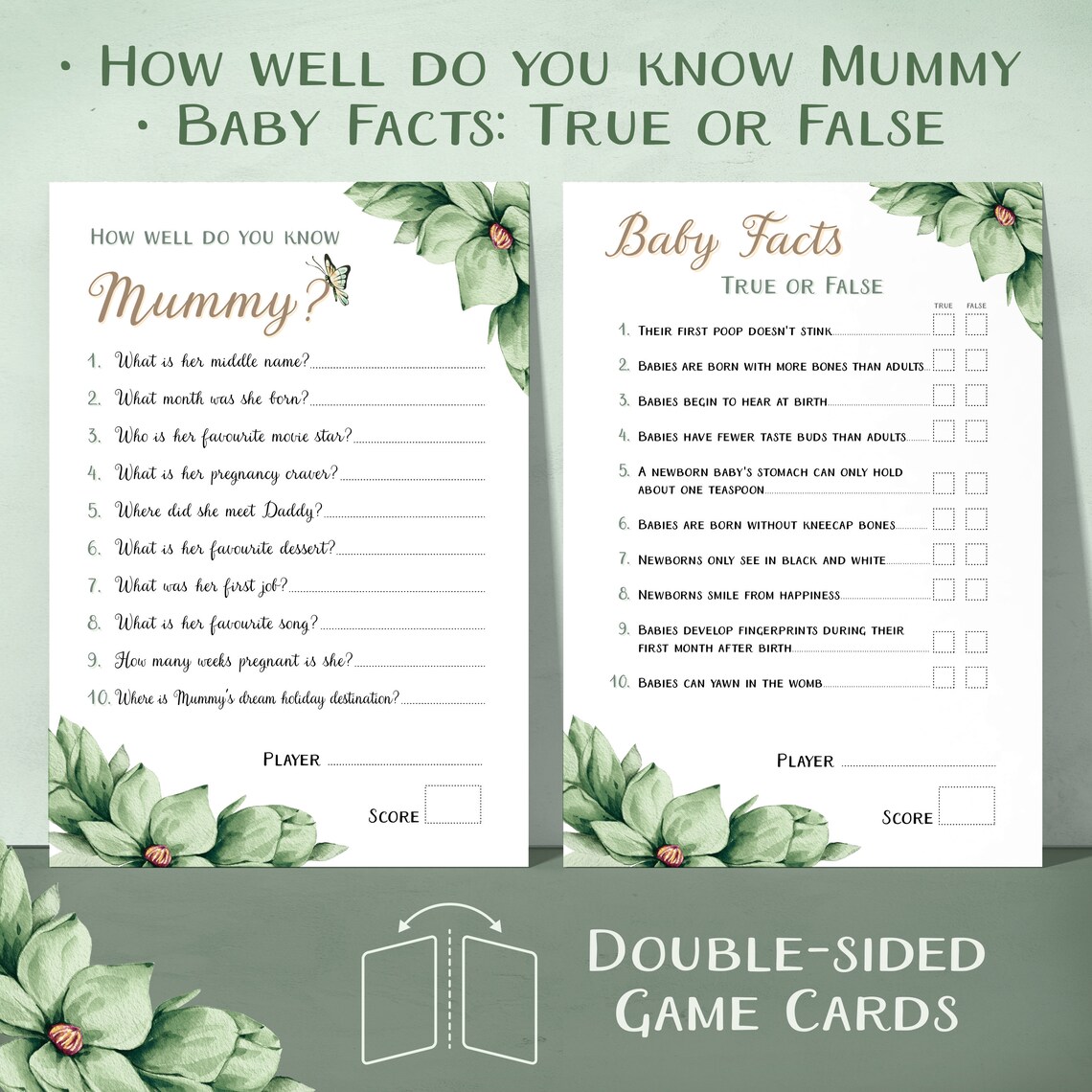 Baby Shower Games 5 Fun Games Baby Prediction Cards Advice Etsy