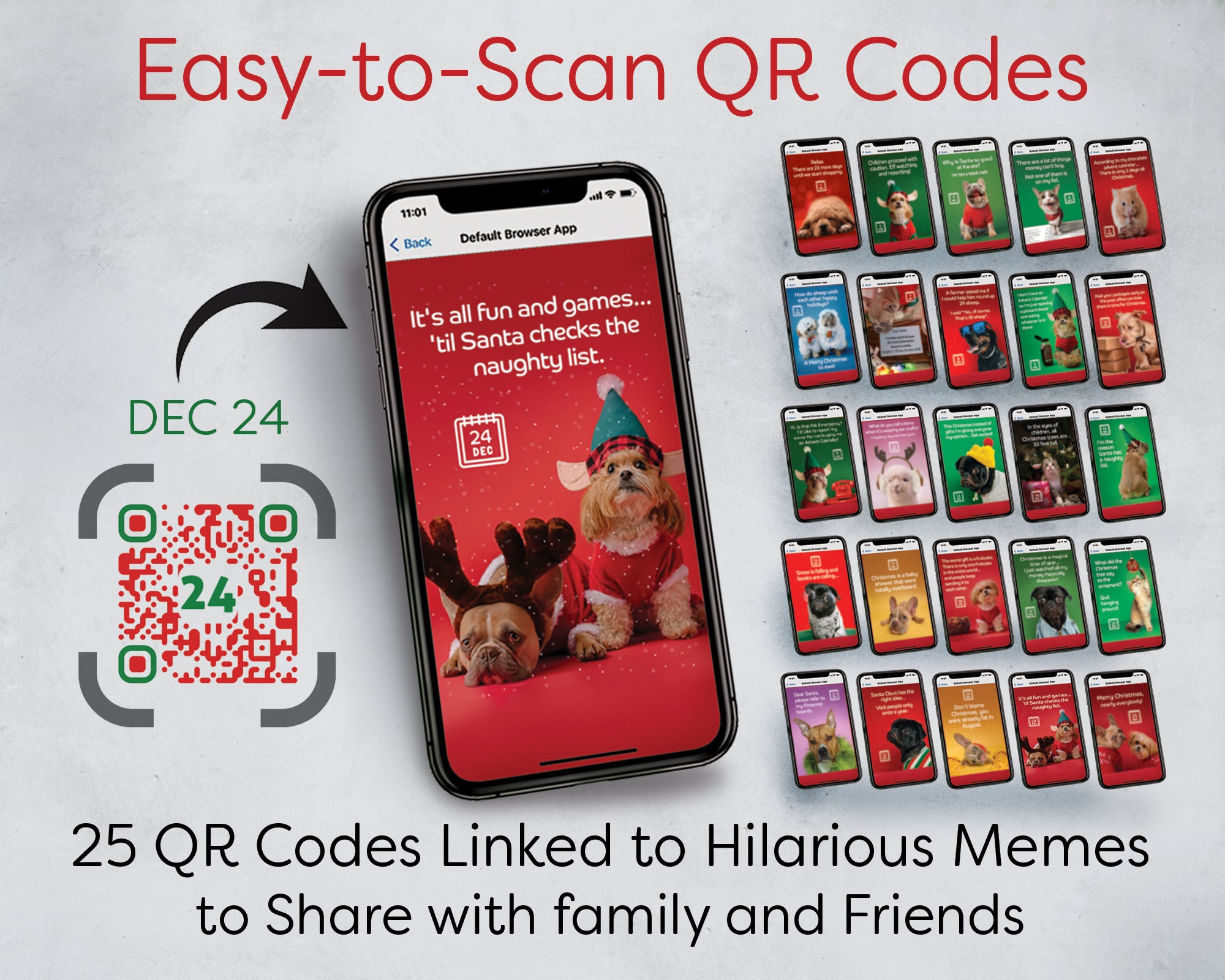 Funny Advent Calendar Printable Christmas Countdown With QR Etsy