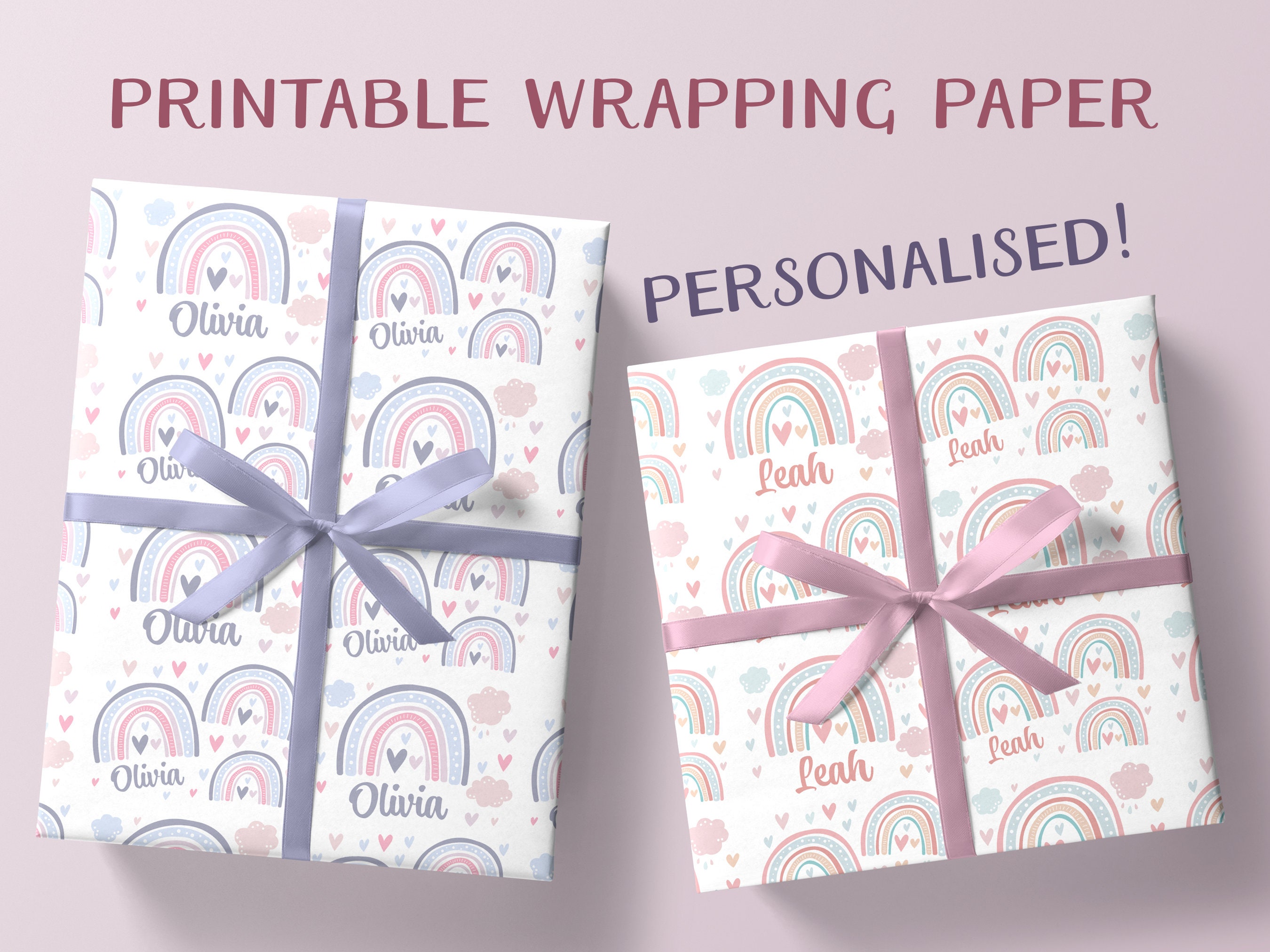 Printable Wrapping Paper Personalised Name Gift Wrap Paper for