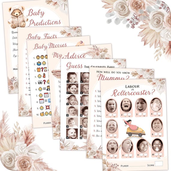→ View on Etsy: Baby Shower Games (7 Fun Games) Baby Predictions, Guess the Celebrity, Labour or Rollercoaster, Emoji Game, Gender Neutral Teddy Bear Styles Baby Shower Games (7 Fun Games) Baby Predictions, Guess the Celebrity, Labour or Rollercoaster, Emoji Game, Gender Neutral Teddy Bear Styles