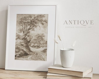 Vintage Forest Sketch | Farmhouse Print | Neutral Palette | Digital Download | 844