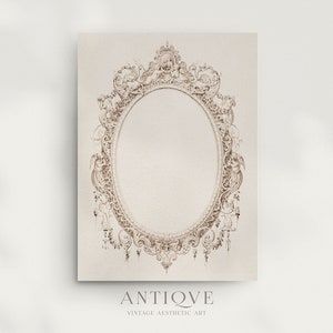 Vintage Design Drawing for a Victorian Oval Frame | Simple Victorian Royalcore Decor | Neutral English Decor | Digital Download | 845