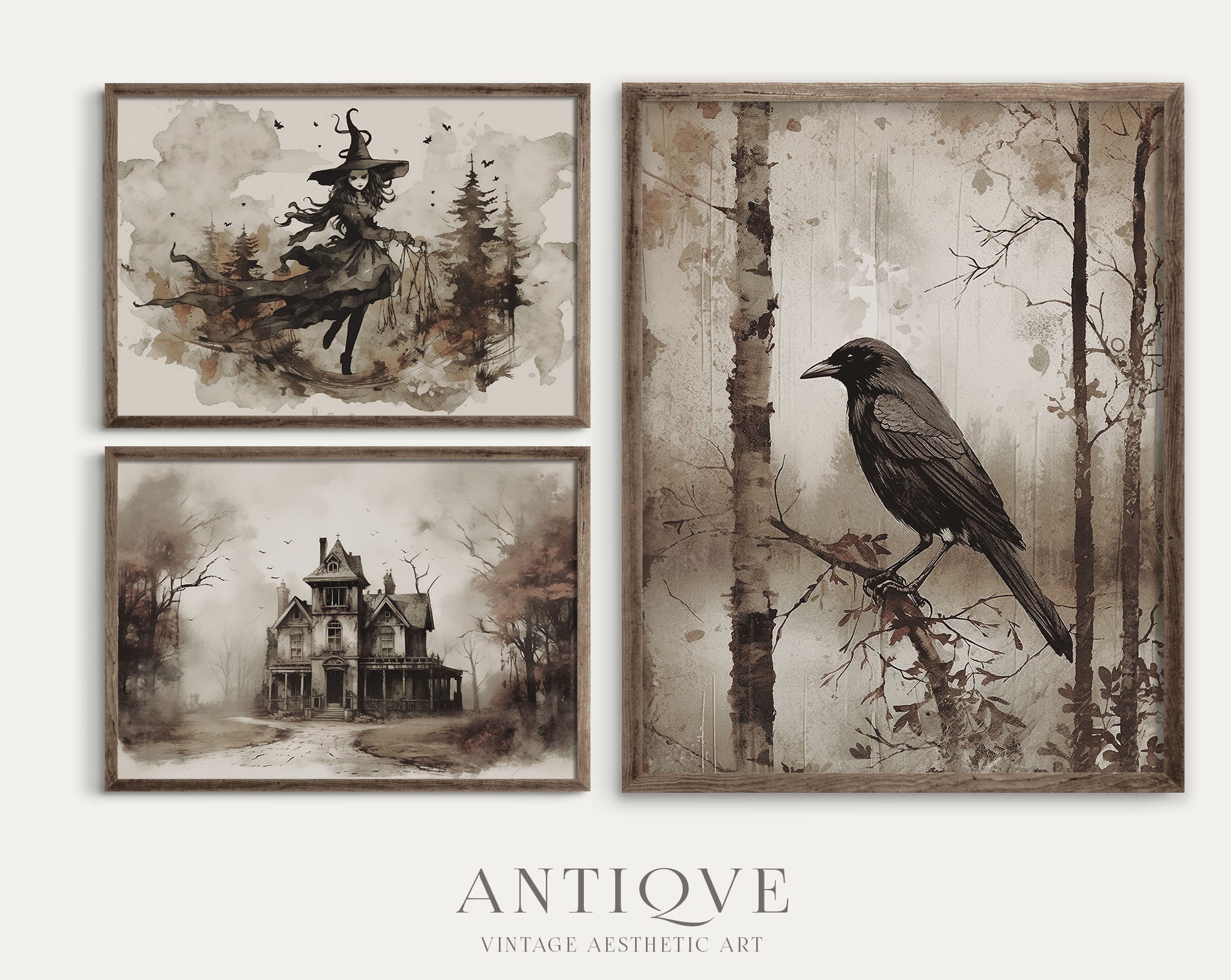 Halloween Print Set | Dark Moody Fall Gallery Wall | 10 Autumn Prints ...
