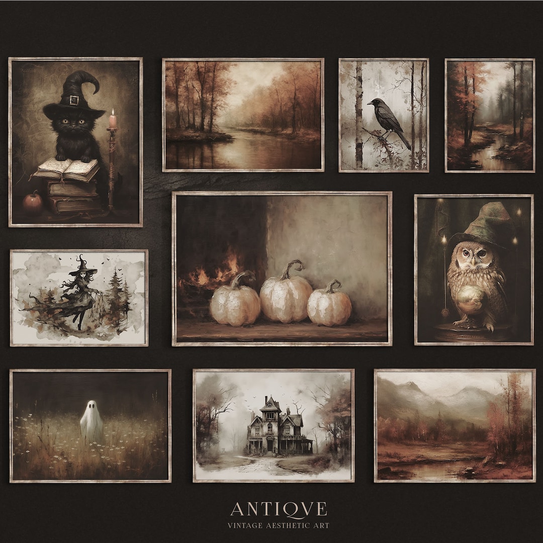 Halloween Print Set | Dark Moody Fall Gallery Wall | 10 Autumn Prints ...