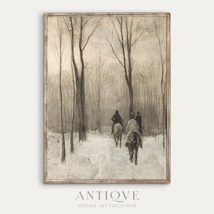 Horse Riding in the Snow | Vintage Wall Art | Printable Download | 001