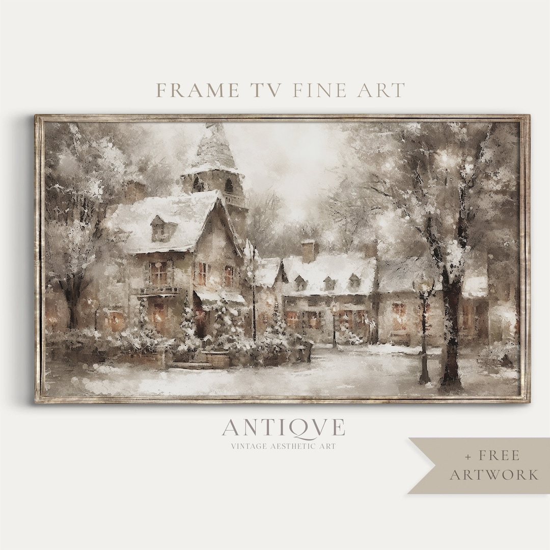 Frame Tv Christmas Village Square Christmas Tree Rustic Christmas