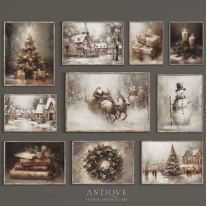 Christmas Print Set | Holiday Snowy Winter Gallery Wall | 10 prints | Digital Printable Download | S71