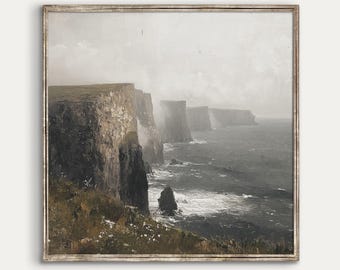 Square Painting of Cliffs of Moher | Irish Coastal Printable | Ireland Art | Digital Download | 2810_SQ