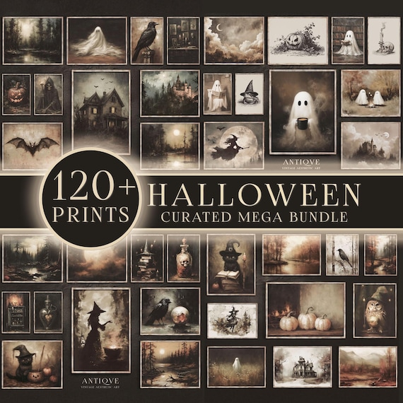 Halloween Mega Bundle Prints | 120+ Prints | Spooky Fall Decor | Gothic Gallery Wall | Dark Moody Printable Download | S100