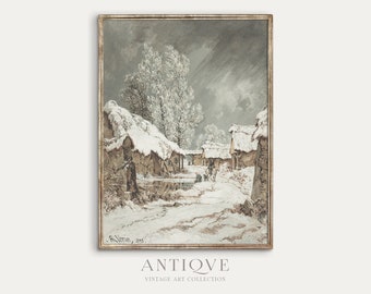 Snowy Winter Village | Wall Art | Printable Download | 143